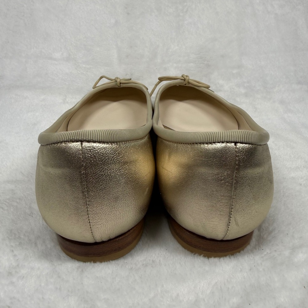 Tomorrowland Metallic Gold Leather Ballet Flats Bow Almond Toe TMD-001 Size 37 - Picture 6 of 12